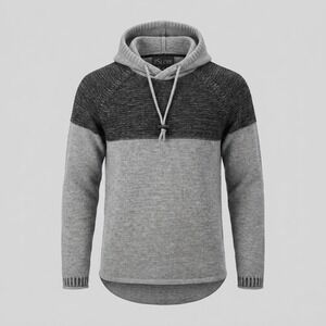 The Slope‎ Sweater Womens Medium Gray Hooded Pullover Knit Colorblock